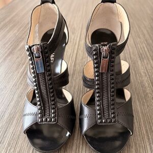 Michael Kors Black Studded Berkeley T Strap Heels